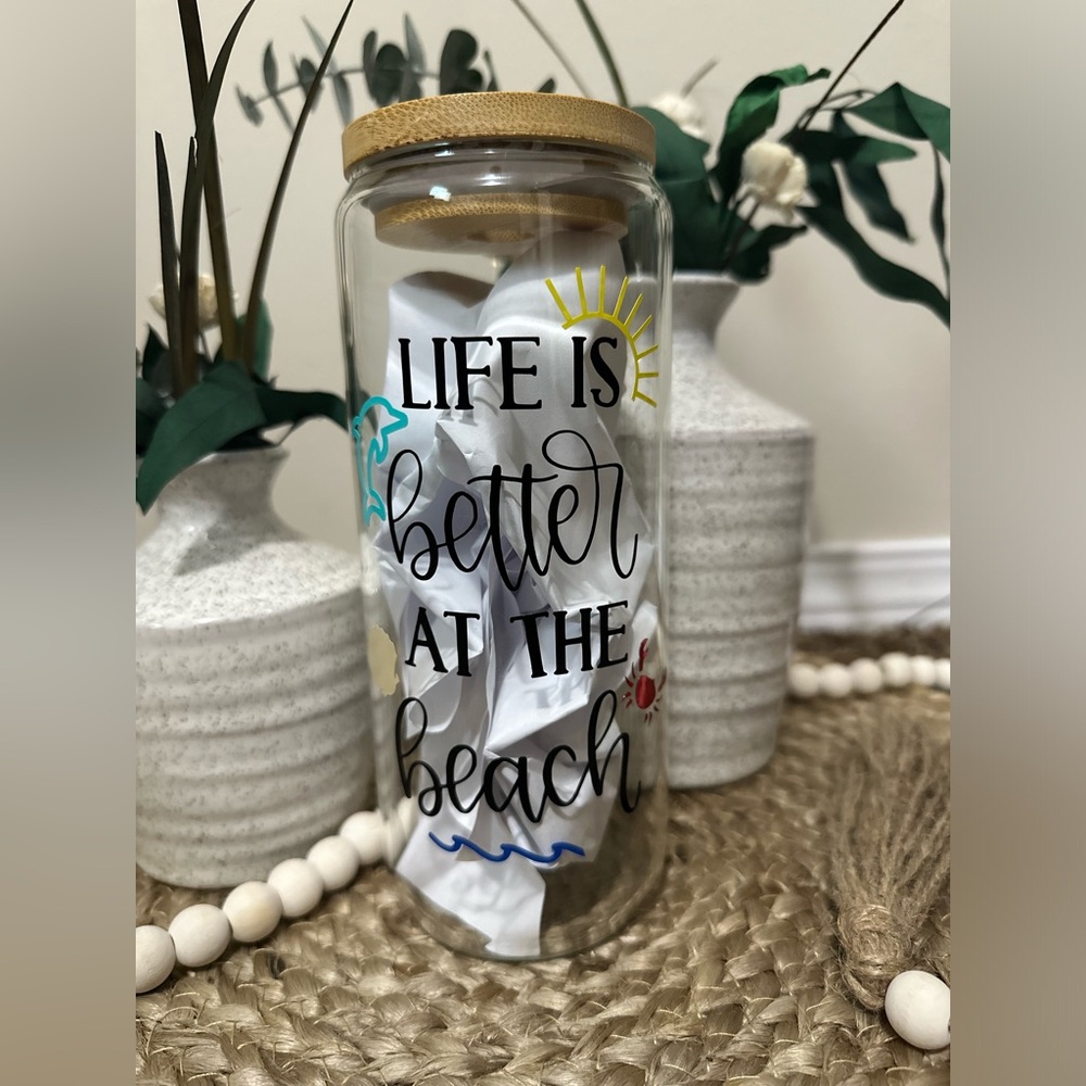 20oz glass w/ bamboo lid & straw